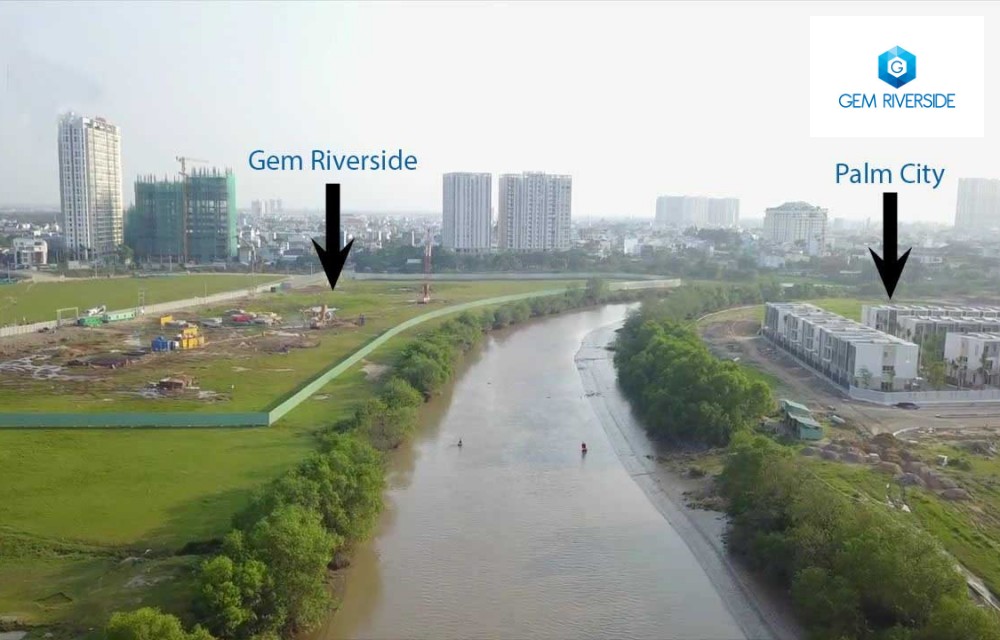 Vị trí thực tế dự án căn hộ Gem Riverside Quận 2 nằm đối diện Palm City