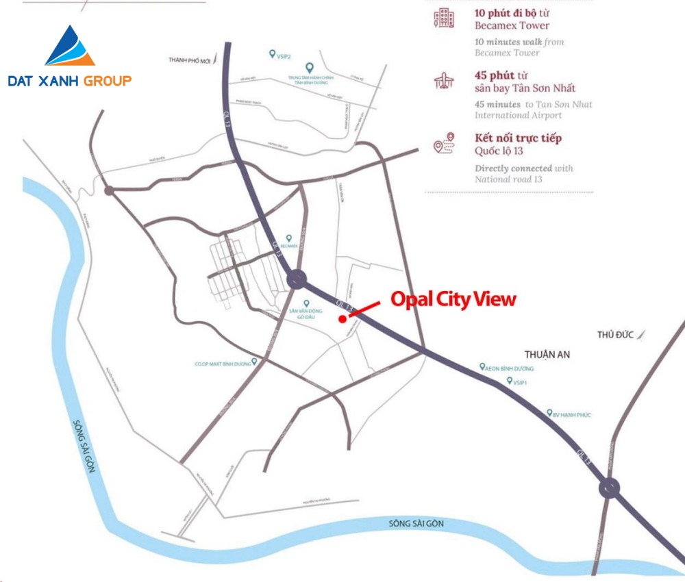 Vị trí tiềm năng toạ lạc của dự án căn hộ Opal CityView